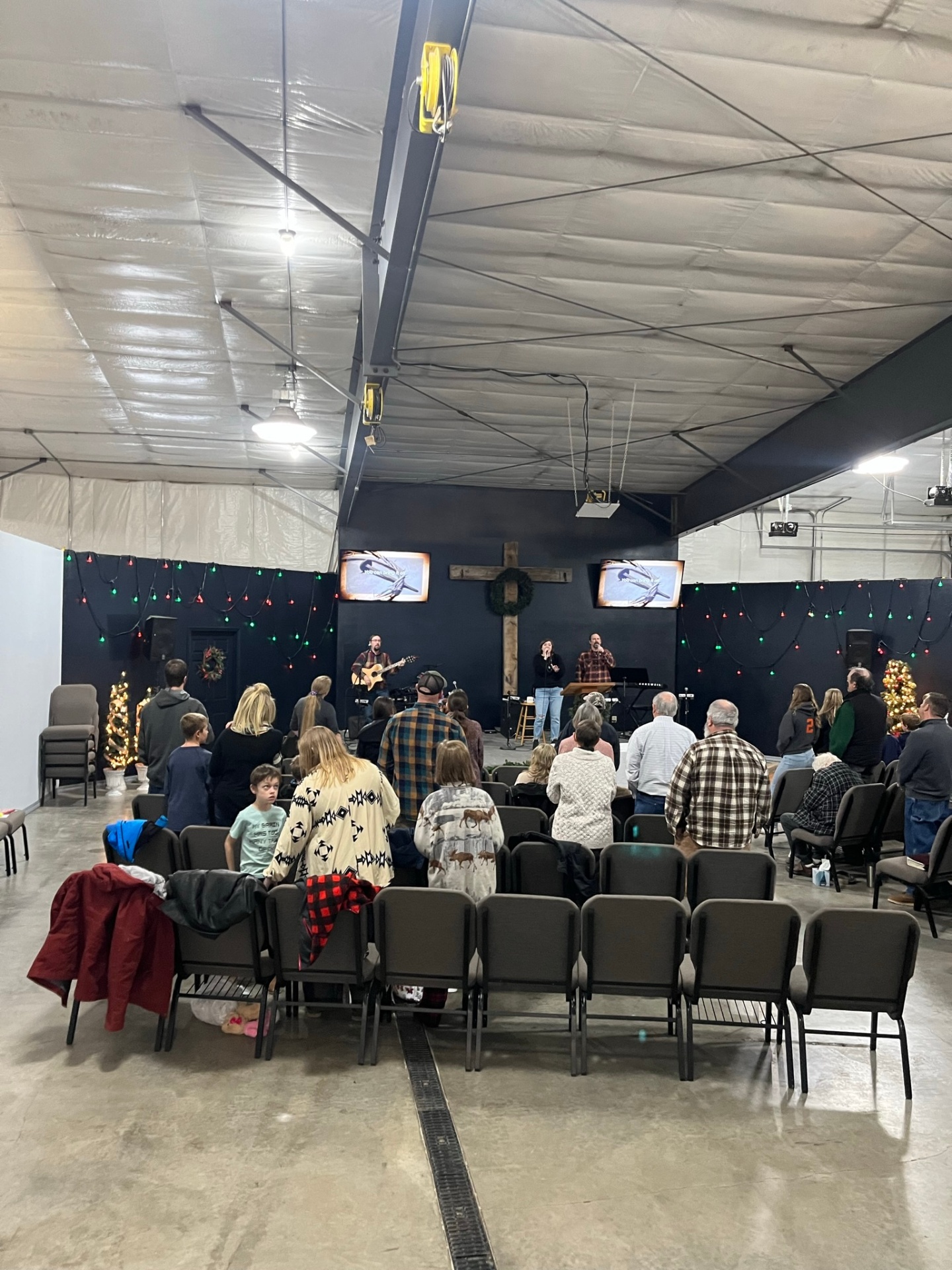 Worship team leading the congregation in song on a Sunday morning at Gallatin River Fellowship